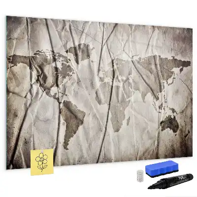 Pizarra magnética de pared con rotulador diseño de mapa del mundo