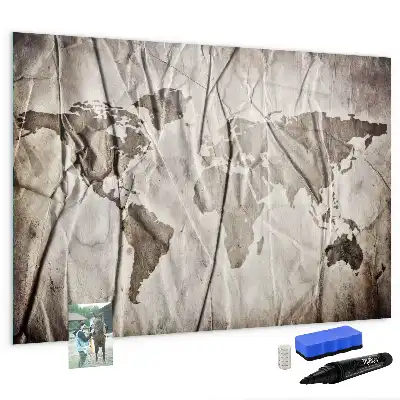 Pizarra magnética de pared con rotulador diseño de mapa del mundo