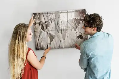 Pizarra magnética de pared con rotulador diseño de mapa del mundo