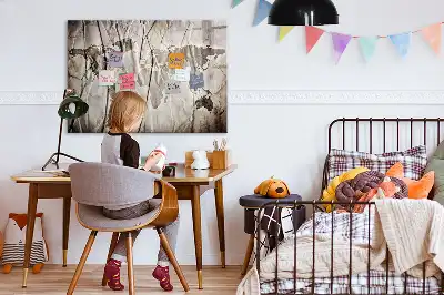 Pizarra magnética de pared con rotulador diseño de mapa del mundo