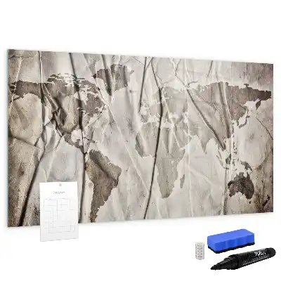 Pizarra magnética de pared con rotulador diseño de mapa del mundo