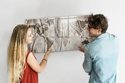 Pizarra magnética de pared con rotulador diseño de mapa del mundo
