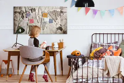 Pizarra magnética de pared con rotulador diseño de mapa del mundo