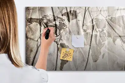 Pizarra magnética de pared con rotulador diseño de mapa del mundo