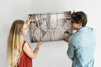 Pizarra magnética de pared con rotulador diseño de mapa del mundo