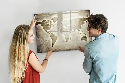 Mapa del mundo de cristal pizarra magnética borrable
