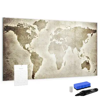 Mapa del mundo de cristal pizarra magnética borrable