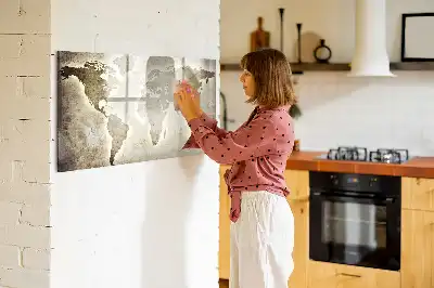 Mapa del mundo de cristal pizarra magnética borrable