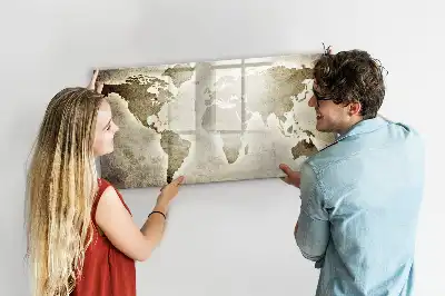Mapa del mundo de cristal pizarra magnética borrable