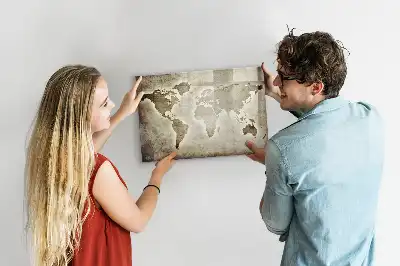 Mapa del mundo de cristal pizarra magnética borrable