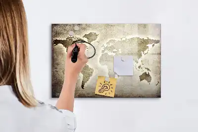 Mapa del mundo de cristal pizarra magnética borrable
