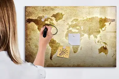 Pizarra magnética de pared con rotulador diseño de mapa del mundo antiguo