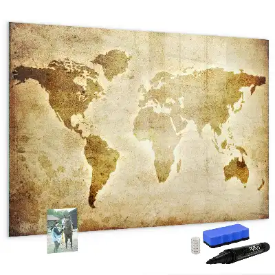 Pizarra magnética de pared con rotulador diseño de mapa del mundo antiguo
