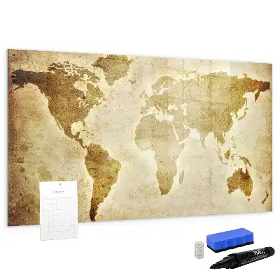 Pizarra magnética de pared con rotulador diseño de mapa del mundo antiguo