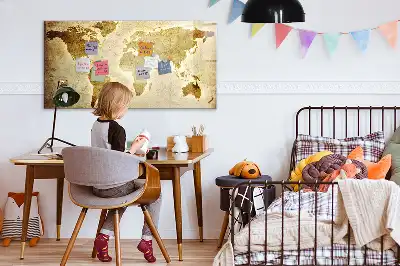 Pizarra magnética de pared con rotulador diseño de mapa del mundo antiguo