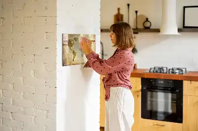 Pizarra magnética de pared con rotulador diseño de mapa del mundo antiguo