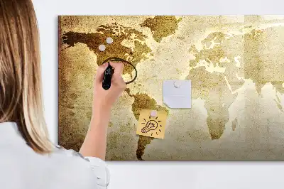 Pizarra magnética de pared con rotulador diseño de mapa del mundo antiguo