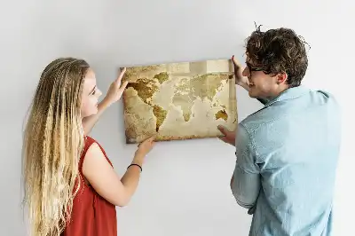 Pizarra magnética de pared con rotulador diseño de mapa del mundo antiguo