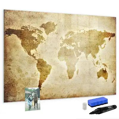 Pizarra magnética de pared con rotulador diseño de mapa del mundo antiguo