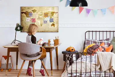 Pizarra magnética de pared con rotulador diseño de mapa del mundo antiguo