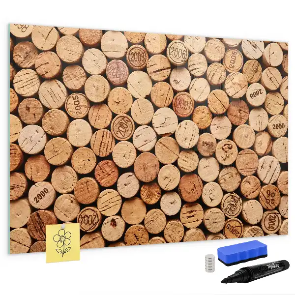 Tapones de vino de madera pizarra magnética de pared con rotulador