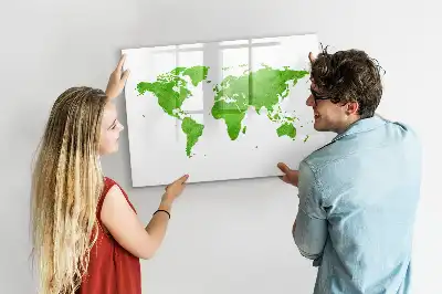 Pizarra de cristal magnética con diseño de mapa y hierba verde