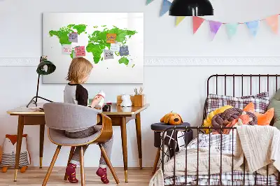 Pizarra de cristal magnética con diseño de mapa y hierba verde