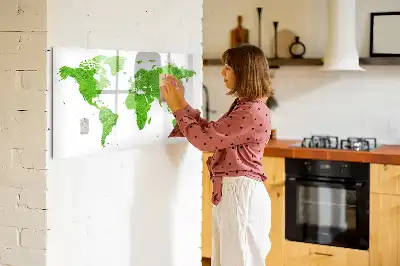 Pizarra de cristal magnética con diseño de mapa y hierba verde