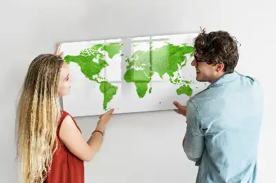 Pizarra de cristal magnética con diseño de mapa y hierba verde