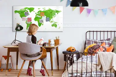 Pizarra de cristal magnética con diseño de mapa y hierba verde