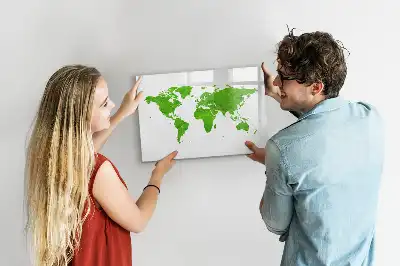 Pizarra de cristal magnética con diseño de mapa y hierba verde