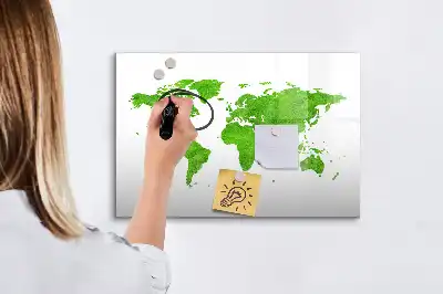 Pizarra de cristal magnética con diseño de mapa y hierba verde