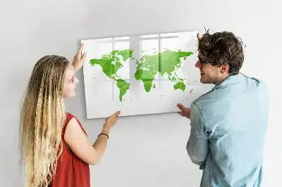 Pizarra de cristal magnética con diseño de mapa y hierba verde