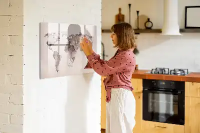 Mapa del mundo en acuarela pizarra magnética de pared con rotulador