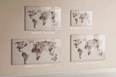 Mapa del mundo en acuarela pizarra magnética de pared con rotulador