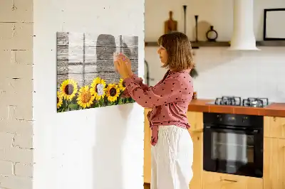 Pizarra borrable de cristal con imanes diseño de girasoles
