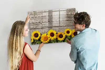 Pizarra borrable de cristal con imanes diseño de girasoles