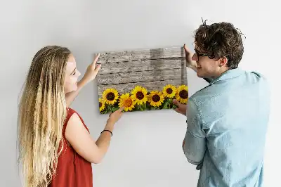 Pizarra borrable de cristal con imanes diseño de girasoles
