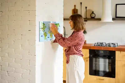 Pizarra de cristal con diseño de mapa cultural del mundo con borrado en seco y superficie magnética
