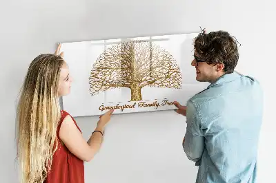 Pizarra magnética de pared con rotulador diseño de viejo árbol genealógico