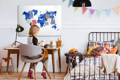 Pizarra magnética de pared diseño de mapa del mundo cósmico con rotulador incluido