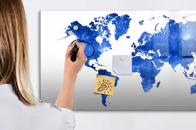 Pizarra magnética de pared diseño de mapa del mundo cósmico con rotulador incluido