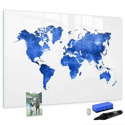 Pizarra magnética de pared diseño de mapa del mundo cósmico con rotulador incluido