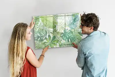 Pizarra borrable de cristal con imanes diseño de hojas exóticas