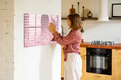 Pizarra magnética de pared con rotulador y diseño de ladrillo