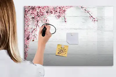 Pizarra de cristal magnética borrable diseño de flores de primavera