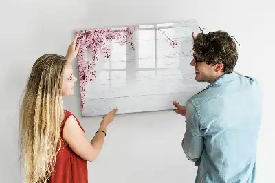 Pizarra de cristal magnética borrable diseño de flores de primavera
