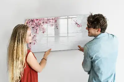 Pizarra de cristal magnética borrable diseño de flores de primavera