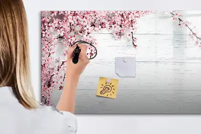 Pizarra de cristal magnética borrable diseño de flores de primavera