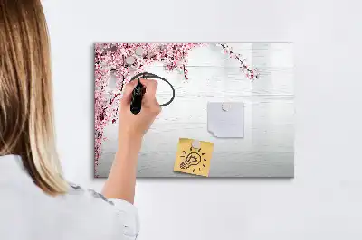 Pizarra de cristal magnética borrable diseño de flores de primavera